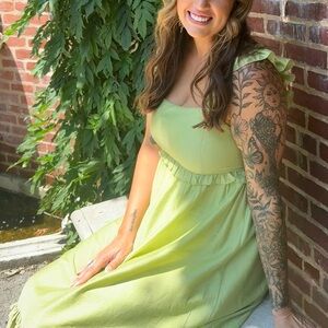 Green Ruffle Stap Fairy Dress